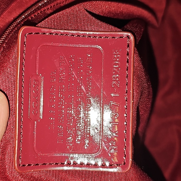 Coach Like new condition signature "CC" canvas tote with red patent accents. - Picture 5 of 6